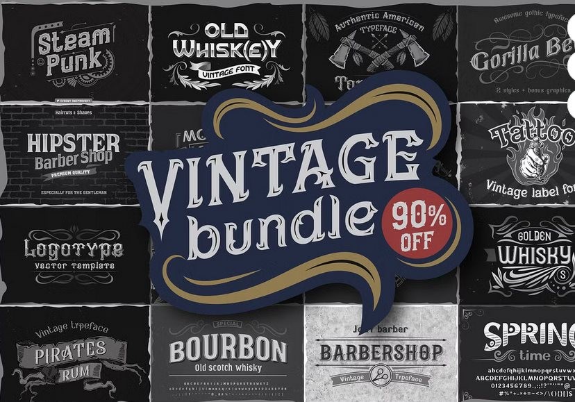 10 Vintage Font Families Bundle