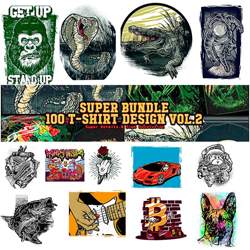 100 T-Shirt Designs Super Bundle