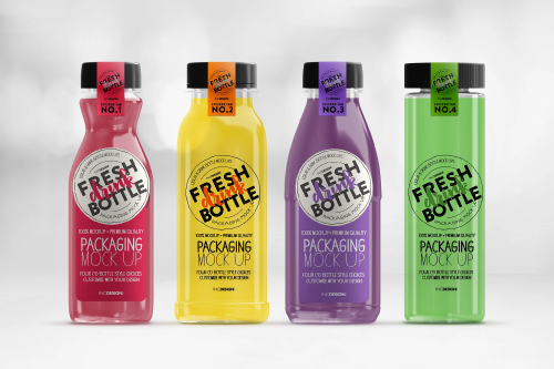 Bottled Juice Smoothies Packaging Mockup