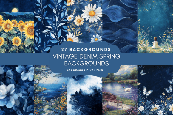 Vintage Denim Spring Backgrounds