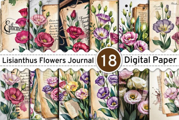 Lisianthus Flowers Junk Journal Pages